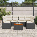 Gartensofa-set mit Kissen 7 pcs Schwarz Poly-Rattan
