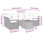 Gartensofa-set mit Kissen 7 pcs Schwarz Poly-Rattan