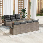 Gartensofa-set mit Kissen 8 pcs Grau Poly-Rattan