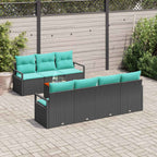Gartensofa-set mit Kissen 8 pcs Schwarz Poly-Rattan
