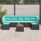 Gartensofa-set mit Kissen 8 pcs Schwarz Poly-Rattan