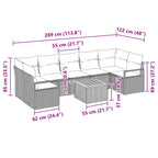 Gartensofa-set mit Kissen 8 pcs Schwarz Poly-Rattan