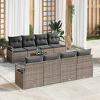 Gartensofa-set mit Kissen 9 pcs Grau Poly-Rattan