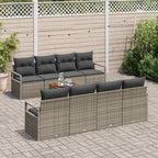 Gartensofa-set mit Kissen 9 pcs Grau Poly-Rattan