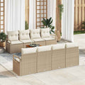 Gartensofa-set mit Kissen 9 pcs Beige Poly-Rattan