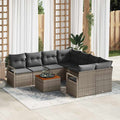 Gartensofa-set mit Kissen 9 pcs Grau Poly-Rattan