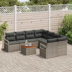 Gartensofa-set mit Kissen 9 pcs Grau Poly-Rattan