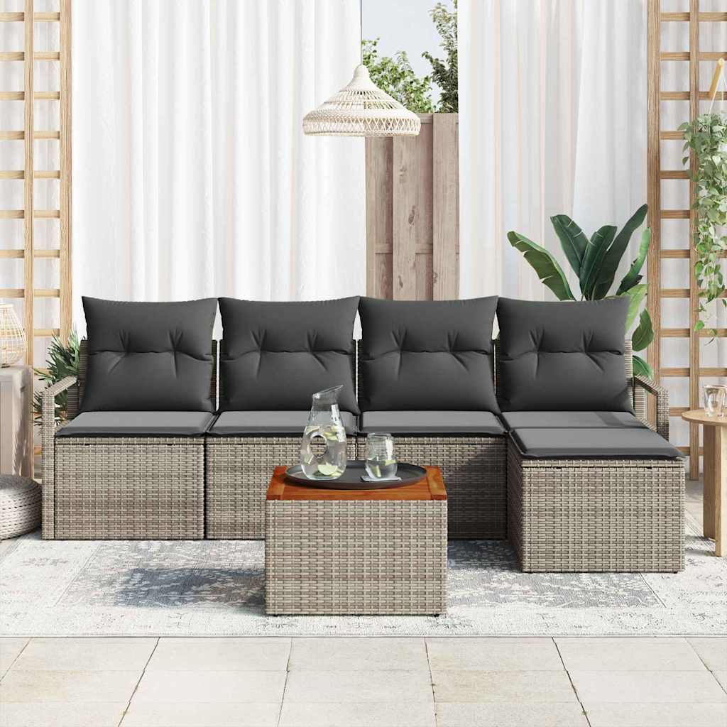 Gartensofa-set mit Kissen 6 pcs Grau Poly-Rattan