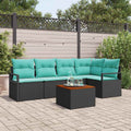 Gartensofa-set mit Kissen 6 pcs Schwarz Poly-Rattan