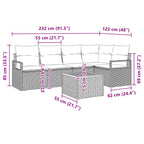 Gartensofa-set mit Kissen 6 pcs Schwarz Poly-Rattan