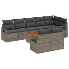 Gartensofa-set mit Kissen 9 pcs Grau Poly-Rattan