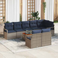 Gartensofa-set mit Kissen 9 pcs Grau Poly-Rattan