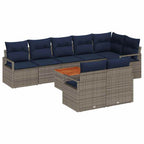 Gartensofa-set mit Kissen 9 pcs Grau Poly-Rattan