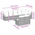 Gartensofa-set mit Kissen 9 pcs Grau Poly-Rattan