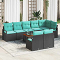 Gartensofa-set mit Kissen 9 pcs Schwarz Poly-Rattan