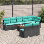 Gartensofa-set mit Kissen 9 pcs Schwarz Poly-Rattan