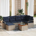 Gartensofa-set mit Kissen 7 pcs Grau Poly-Rattan