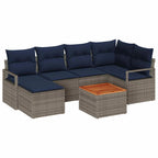 Gartensofa-set mit Kissen 7 pcs Grau Poly-Rattan
