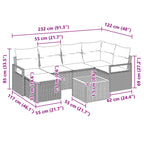 Gartensofa-set mit Kissen 7 pcs Schwarz Poly-Rattan
