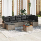 Gartensofa-set mit Kissen 8 pcs Grau Poly-Rattan