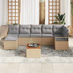Gartensofa-set mit Kissen 8 pcs Beige Poly-Rattan