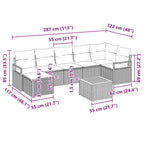 Gartensofa-set mit Kissen 8 pcs Schwarz Poly-Rattan