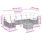 Gartensofa-set mit Kissen 8 pcs Schwarz Poly-Rattan