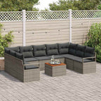 Gartensofa-set mit Kissen 10 pcs Grau Poly-Rattan