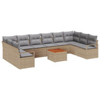 Gartensofa-set mit Kissen 11 pcs Beige Poly-Rattan