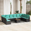 Gartensofa-set mit Kissen 11 pcs Schwarz Poly-Rattan