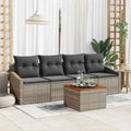 Gartensofa-set mit Kissen 5 pcs Grau Poly-Rattan
