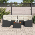 Gartensofa-set mit Kissen 7 pcs Schwarz Poly-Rattan