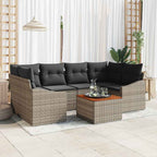Gartensofa-set mit Kissen 7 pcs Grau Poly-Rattan