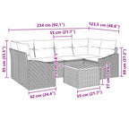 Gartensofa-set mit Kissen 7 pcs Schwarz Poly-Rattan