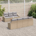 Gartensofa-set mit Kissen 8 pcs Beige Poly-Rattan