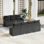 Gartensofa-set mit Kissen 8 pcs Schwarz Poly-Rattan