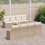 Gartensofa-set mit Kissen 9 pcs Beige Poly-Rattan