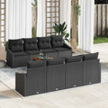 Gartensofa-set mit Kissen 9 pcs Schwarz Poly-Rattan
