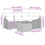 Gartensofa-set mit Kissen 5 pcs Grau Poly-Rattan