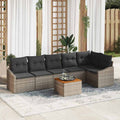Gartensofa-set mit Kissen 7 pcs Grau Poly-Rattan