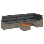 Gartensofa-set mit Kissen 7 pcs Grau Poly-Rattan