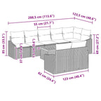 Gartensofa-set mit Kissen 9 pcs Grau Poly-Rattan