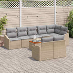 Gartensofa-set mit Kissen 9 pcs Beige Poly-Rattan