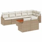 Gartensofa-set mit Kissen 9 pcs Beige Poly-Rattan