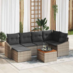 Gartensofa-set mit Kissen 7 pcs Grau Poly-Rattan