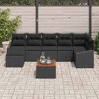 Gartensofa-set mit Kissen 8 pcs Schwarz Poly-Rattan