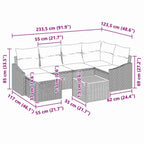 Gartensofa-set mit Kissen 8 pcs Schwarz Poly-Rattan