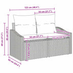 Gartensofa-set mit Kissen 9 pcs Schwarz Poly-Rattan