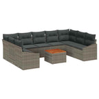 Gartensofa-set mit Kissen 10 pcs Grau Poly-Rattan