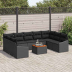 Gartensofa-set mit Kissen 10 pcs Schwarz Poly-Rattan